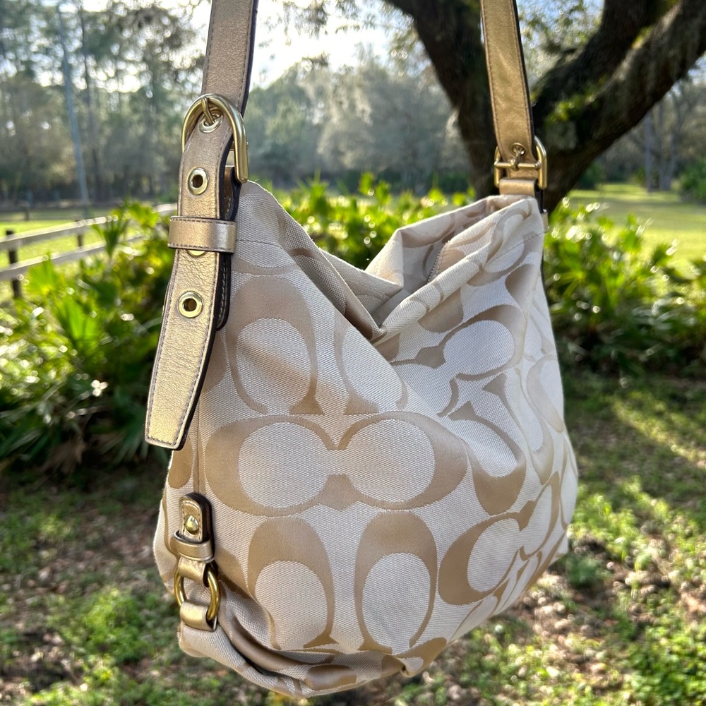 EUC Coach Gold Monogram Crossbody